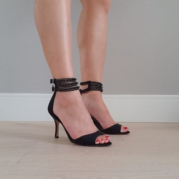black cuff heels